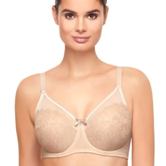 Wacoal 855186 Retro Chic Full Figure Underwire Lace Bra in Toast Size 46DD NEW
