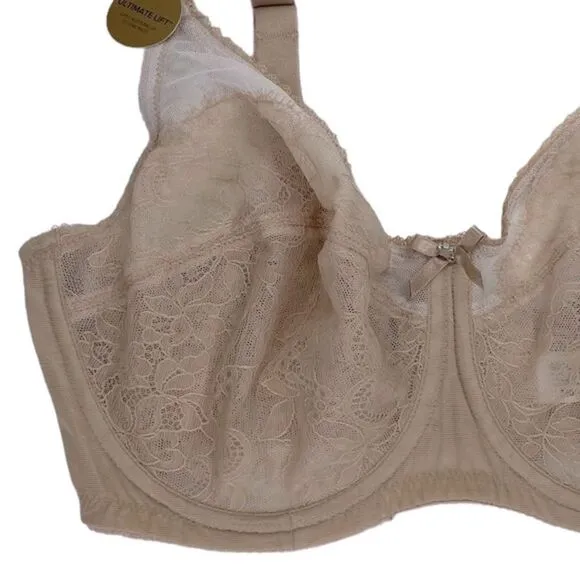 Wacoal 855186 Retro Chic Full Figure Underwire Lace Bra in Toast Size 46DD NEW