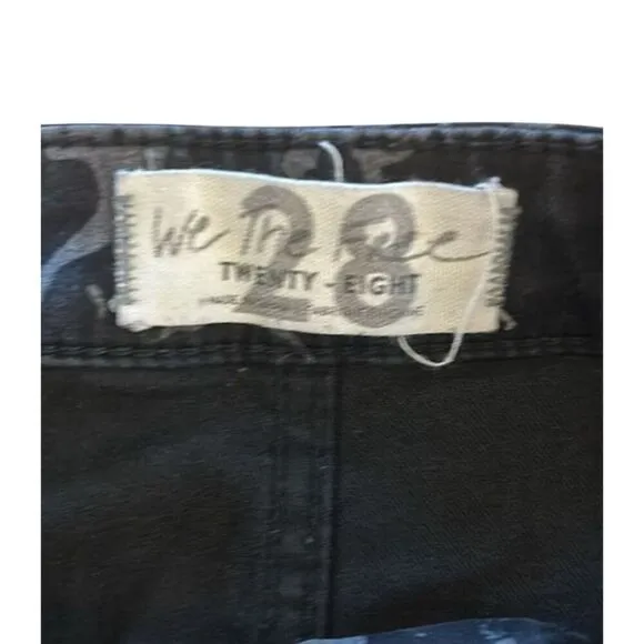 We The Free Women's Paisley Flare Jeans Black Size 28 Bohemian Style