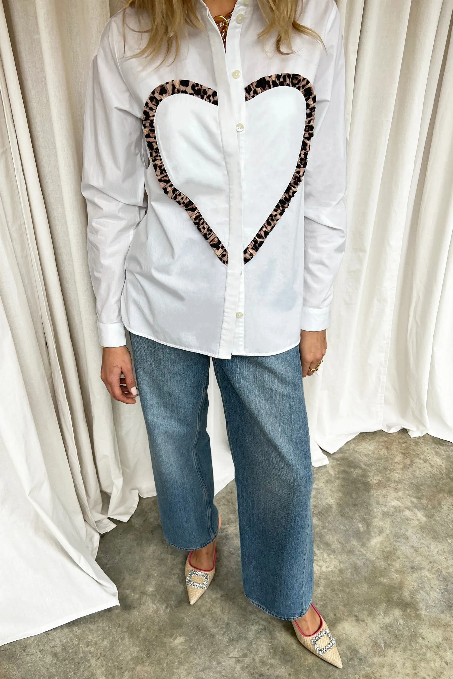 White Heart Frill Shirt