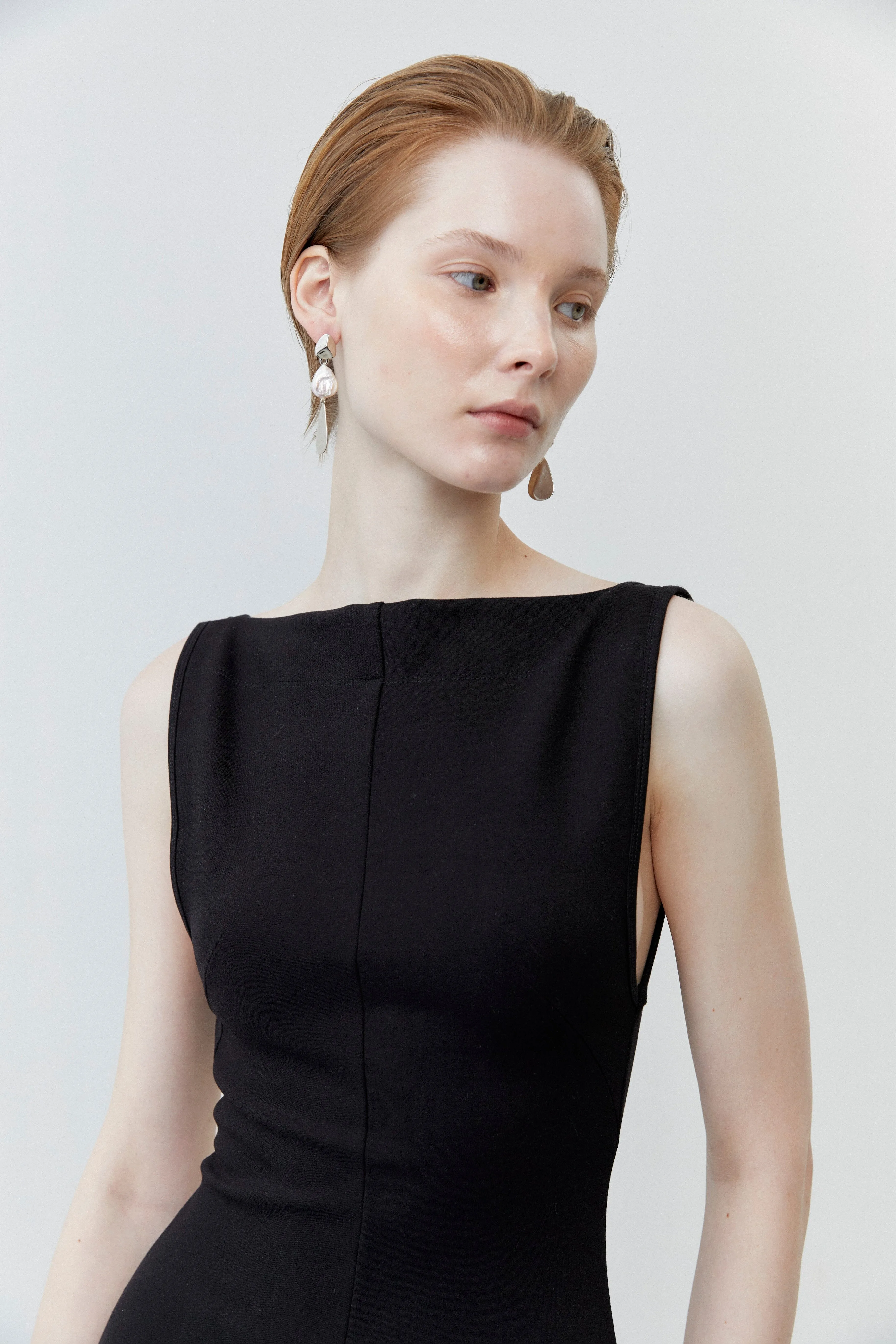White Pearl Drop Rhodium Earrings