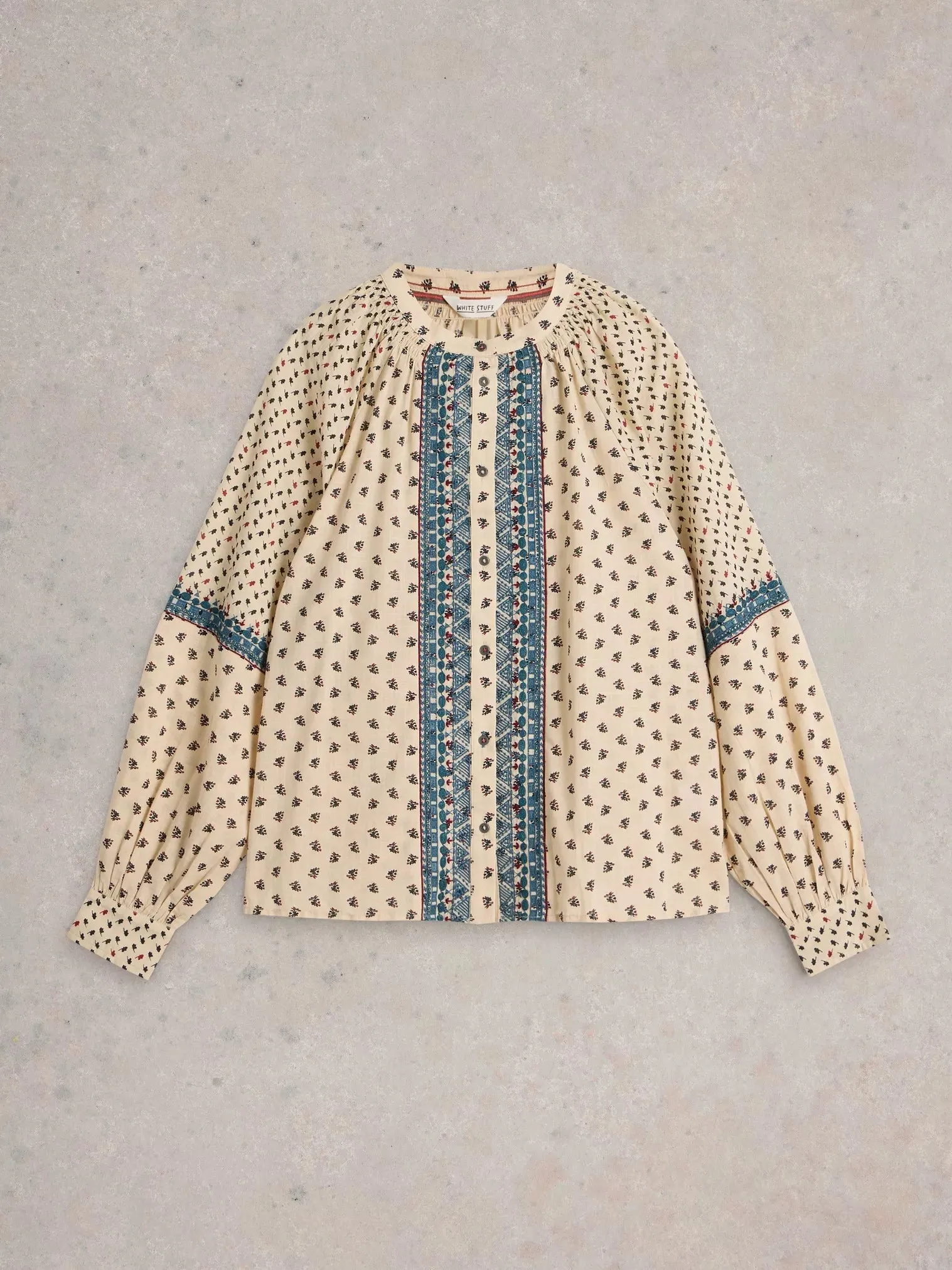 White Stuff Ari Embroidered Shirt Ivory Multi