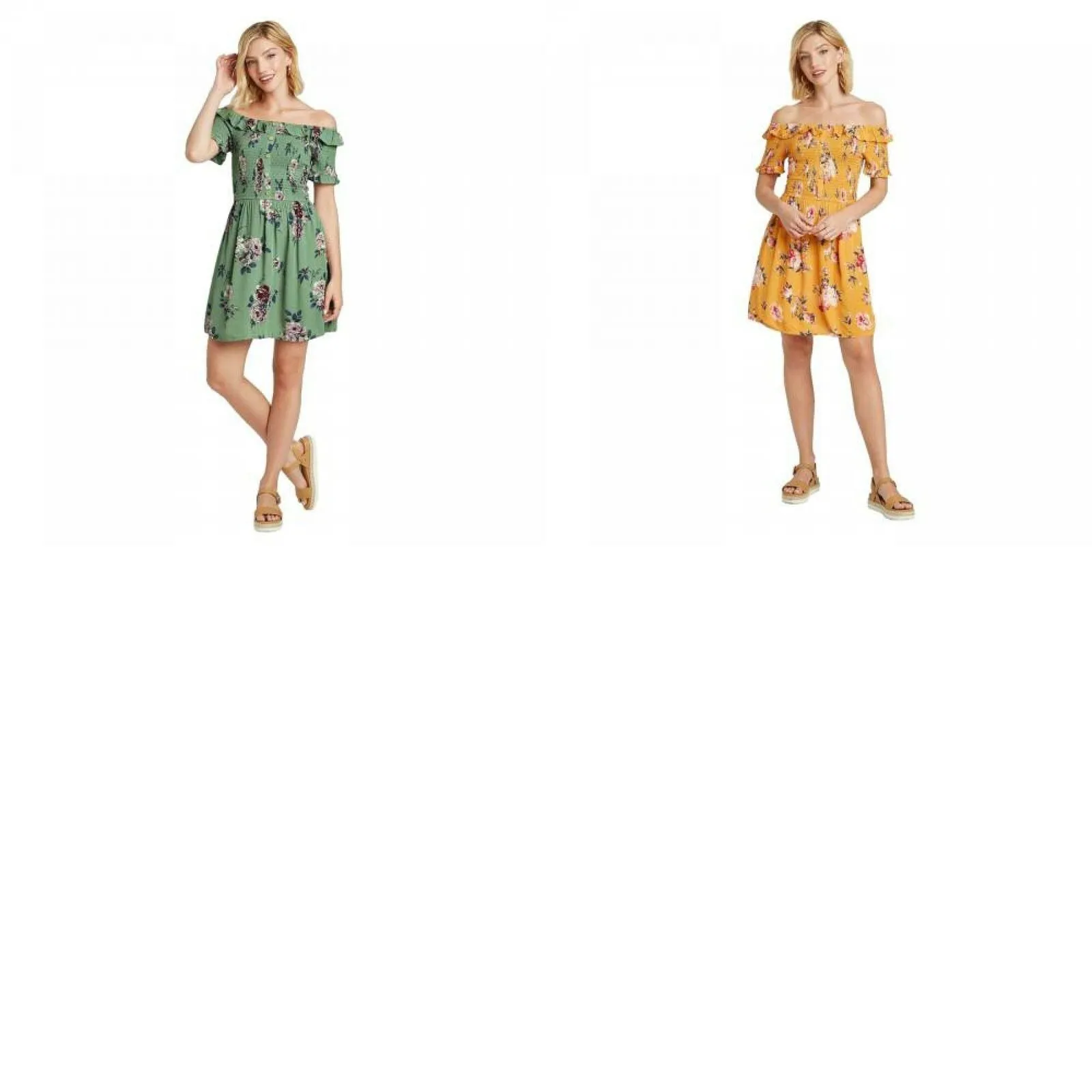 Xhilaration Women's Floral Print Short Sleeve Smocked Top Dress