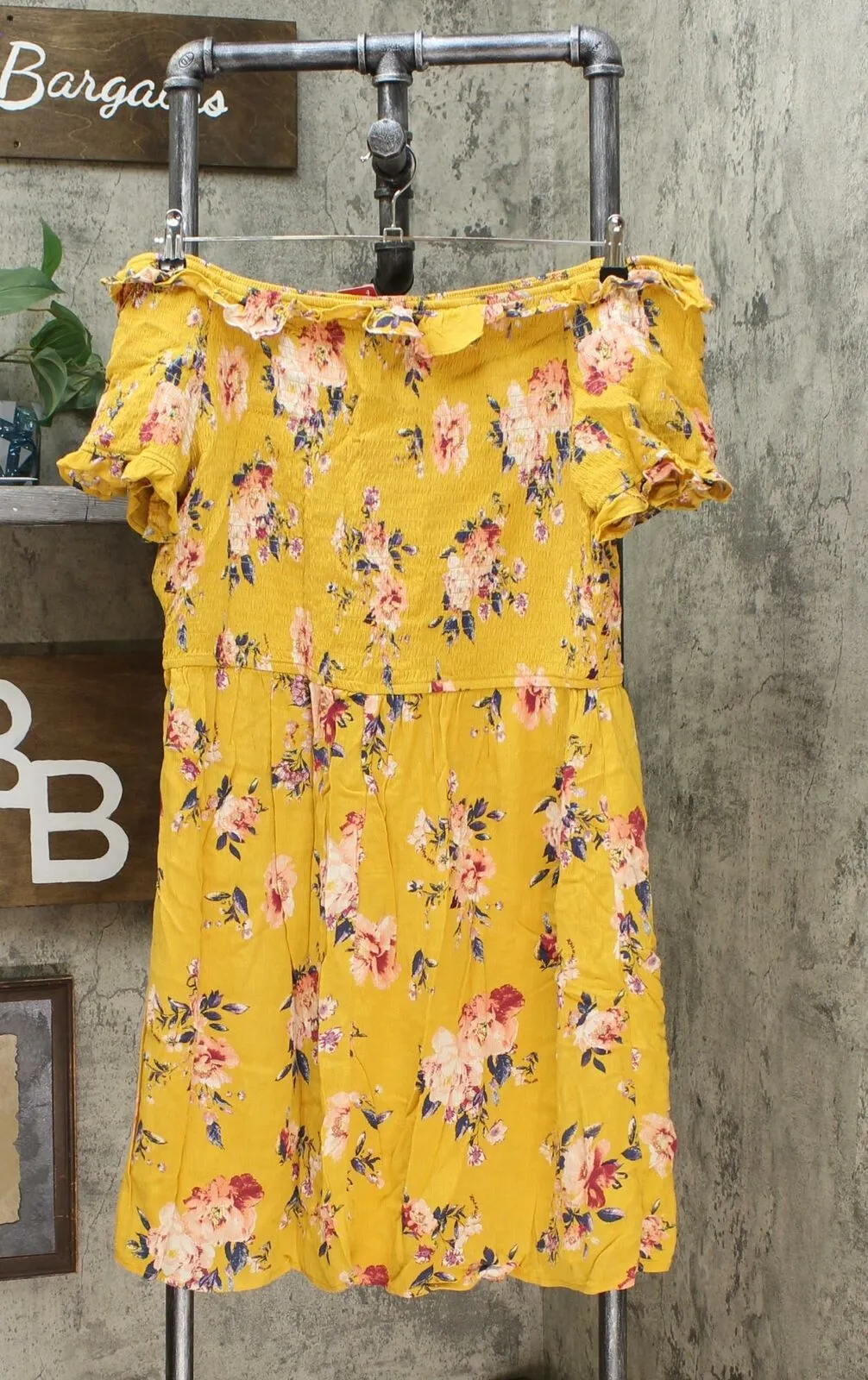Xhilaration Women's Floral Print Short Sleeve Smocked Top Dress